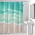 thumbnail image 2 of Summer Green Beach Shower Curtain, Coastal Nautical Watercolor Gradient Ocean Wave Waterproof Shower Curtain Set with 12 Hooks Lightweight Bath Curtains Fabric Bathroom Decor 36x72 Inches, 2 of 9