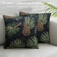 thumbnail image 3 of Leisuo Pillow Case Watercolor Christmas Pattern Cone Winter Fir Floral Cones On Branch Dark Home Decor Throw Pillows Covers for Winter Decorations, 3 of 5