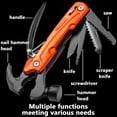 thumbnail image 3 of Arcticwind 12-in-1 Multi-Function Survival Hammer – Stainless Steel Claw Hammer, Outdoor Camping Tool w/ Tent Peg Puller, Car Emergency Window Breaker, DIY Compact Tactical Gear for Hiking, Orange, 3 of 8