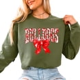thumbnail image 2 of Trendy Bulldogs Sweatshirt for Women and Youth Girls Red Bow School Team Spirit Sweater Army Green Sweatshirt Adult Medium, 2 of 7
