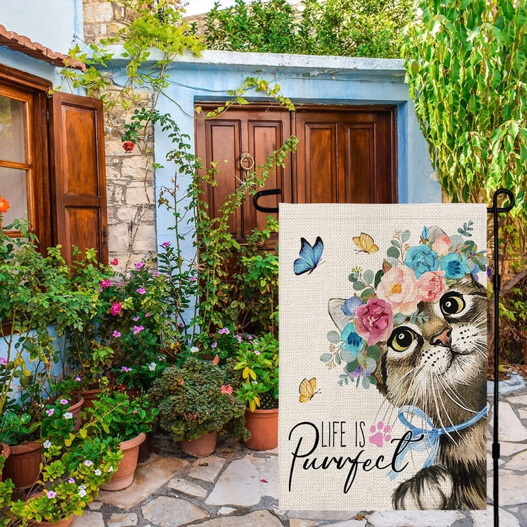 Garden Cats Spring House Flag Floral Kittens 28 x 40 Briarwood Garden Cats Spring House Flag Floral Kittens 28 x 40 Briarwood