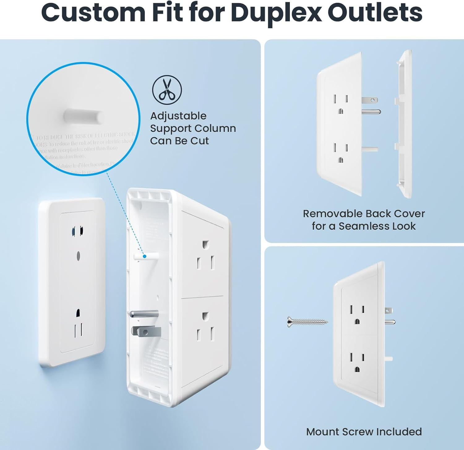 Multi Plug Outlet Surge Protector - 5 Extender with 4 USB Ports(2 USB-C PD 20W) and Night Light 3-Sided Power Strip Adapter Spaced Outlets ETL White