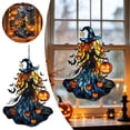 thumbnail image 4 of Liamobondopolis Stained Glass Style Witch Acrylic Hanging Ornament with Pumpkin Bat Pattern for Halloween Window Door Wall Decor 7.87 In, 4 of 8