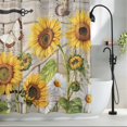 thumbnail image 2 of Farm Flowers Extra Long Shower Curtain Set, Waterproof Shower Curtains for Bathroom, Retro Sunflowers Barn Doors Butterfly Wood Board Washable Fabric Bath Curtain for Bathtub with Hooks 72x96 Inches, 2 of 9