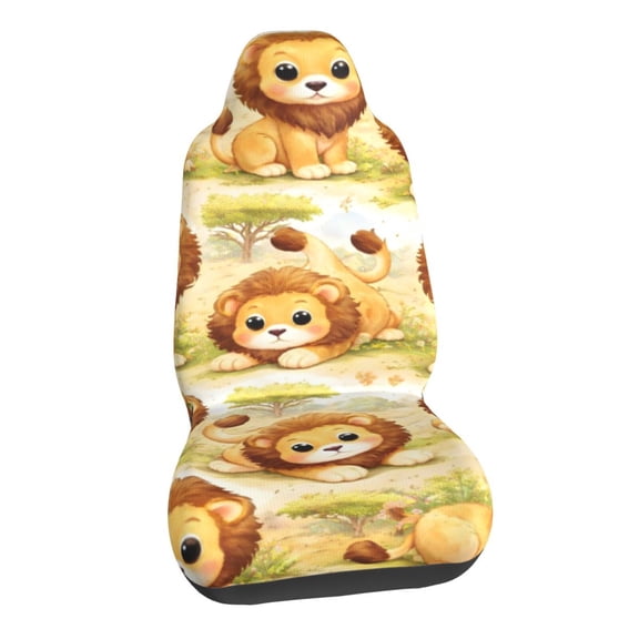 Animal Cute Lion Car Seat Covers Stretch Car Seat Protectors Universal Fit