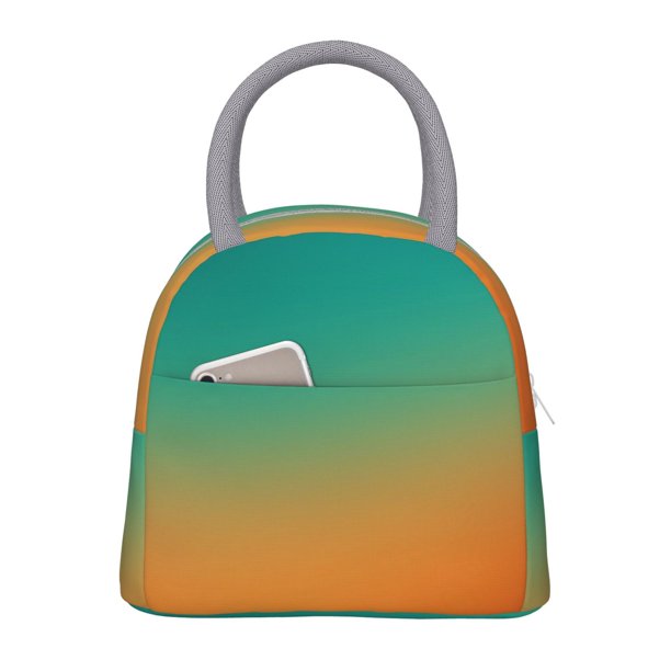Balery Orange To Teal Gradient1 Bolsa de Almuerzo para Mujeres, Caja de Almuerzo, Bolsa de Almuerzo Pequeña Impermeable, Tote de Almuerzo Reutilizable con Gran Capacidad