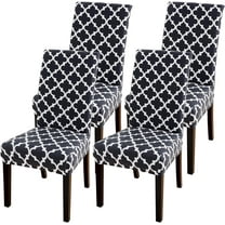 Dining Room Chair Covers Set of 4, Stretch Soft Spandex Removable Washable Chair Slipcovers for Dining Room,Hotel,Ceremony (Style Grey, Set of 4)