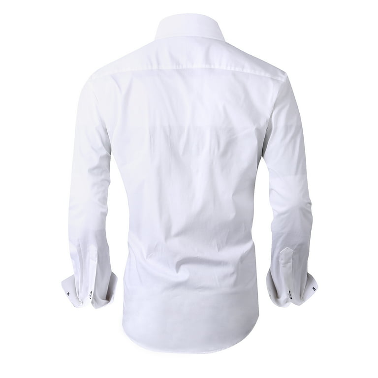 Damipow Men's Slim Fit Dress Shirt - Long Sleeve Button Down Cotton Blend Business Casual Shirt
