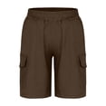 thumbnail image 3 of Boys Solid Casual Linen Shorts Cargo Style Knee Length Autumn Outdoor Play for Kids Brown 12 Years-13 Years, 3 of 4