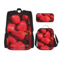 thumbnail image 1 of Disketp Strawberry Red Mochila Estampada de Gran Capacidad con Lonchera y Estuche, Set de 3 Piezas para Estudiantes, 1 of 7