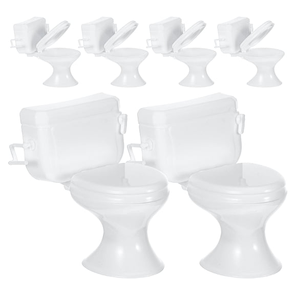ORDDIART 6-Piece Mini Dollhouse Toilet Set, Realistic Plastic Bathroom Accessories for Dollhouse Decor