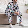 thumbnail image 7 of Naloa Bright Butterflies1 Men’s Pajamas Set - Long Sleeve Button Down Sleep Shirt and Pajama Bottoms Sleepwear Set-X-Large, 7 of 7