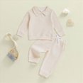 thumbnail image 2 of HFHAPW Toddler Boy Clothes Fall Outfits Knit Collared Pullover Sweatshirt Pants Winter Clothing 0 6 12 18 Months 2T 3T 4T 5T 6T 7T 8T 9T(White,3-4 Y), 2 of 4
