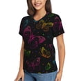 thumbnail image 5 of Yiaed Butterfly Print Women's T Shirt V-Neck Short Sleeve Shirt Casual Breathable Tee Summer Tops-Small, 5 of 5