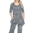 thumbnail image 4 of White Mark Women's 3/4 Sleeve Tunic and Palazzo Pant Set, 4 of 5