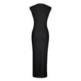 thumbnail image 7 of Ruched Mock Neck Bodycon Dress for Women Elegant Summer Sleeveless Midi Cocktail Party Pencil Dresses, 7 of 7