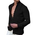 thumbnail image 1 of Camisas Para Hombre Camisa de vacaciones en la playa Camisa de cuello con botones en los puños para hombre (Black, 3XL), 1 of 7