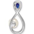 thumbnail image 4 of 14K White Gold Sapphire/Fwc Pearl/Diamond Infinity Chain Slide (Width 11.2) (Length 22.1) - Jbsp, 4 of 5