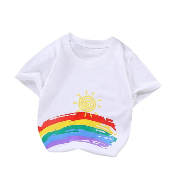 Zwiiyzr 1-9Y Toddler Baby Girls Boys Summer Tops Short Sleeve T-Shirts Solid Color Casual Blouse Tops White