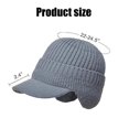 thumbnail image 3 of Winter Beanie with Brim Ear Flaps for Men Women, Warm Fleece Lined Knit Hat Stocking Caps for for The Cold Weather Dark Gray, 3 of 3