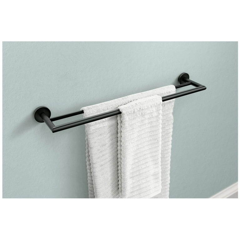 Moen 3-Piece Caldwell Matte Black Decorative Bathroom Hardware Set with  Towel Bar,Toilet Paper Holder and Towel Ring