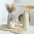 thumbnail image 4 of Ceramic Vase Set of 3 with Handle, Neutral Rustic Vases Home Decor Farmhouse Decorative Vase Whitewashed Pottery Decor Modern for Table Mantel Entryway Bookshelf Living Room Kitchen Bedroom - White, 4 of 6