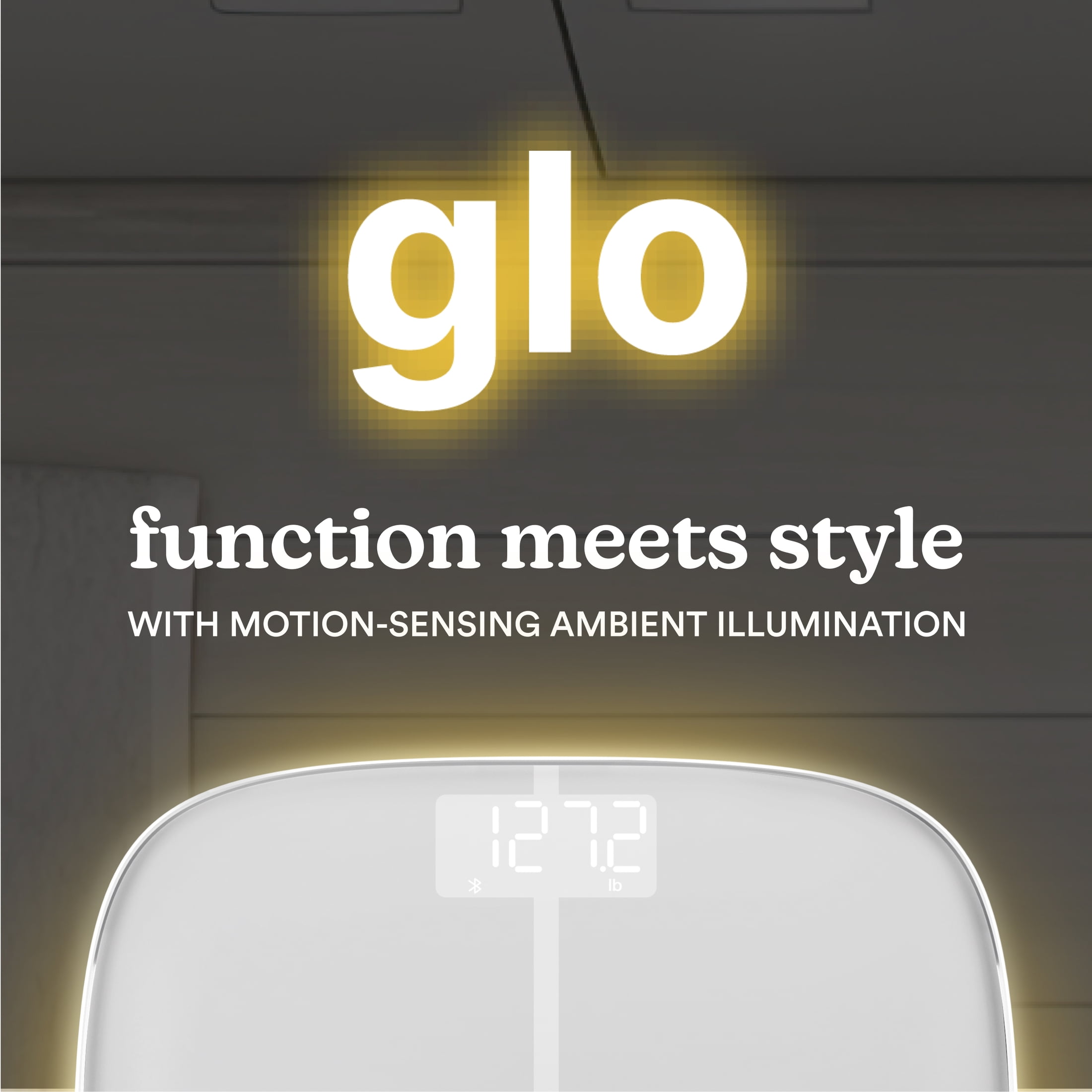 Homedics Luxe Smart Glo, Body Composition Digital Bathroom Scale, Motion-Sensing Ambient Center Illumination, Sleek Tempered Glass, High-Precision Weight Measurement Up to 400, Bluetooth