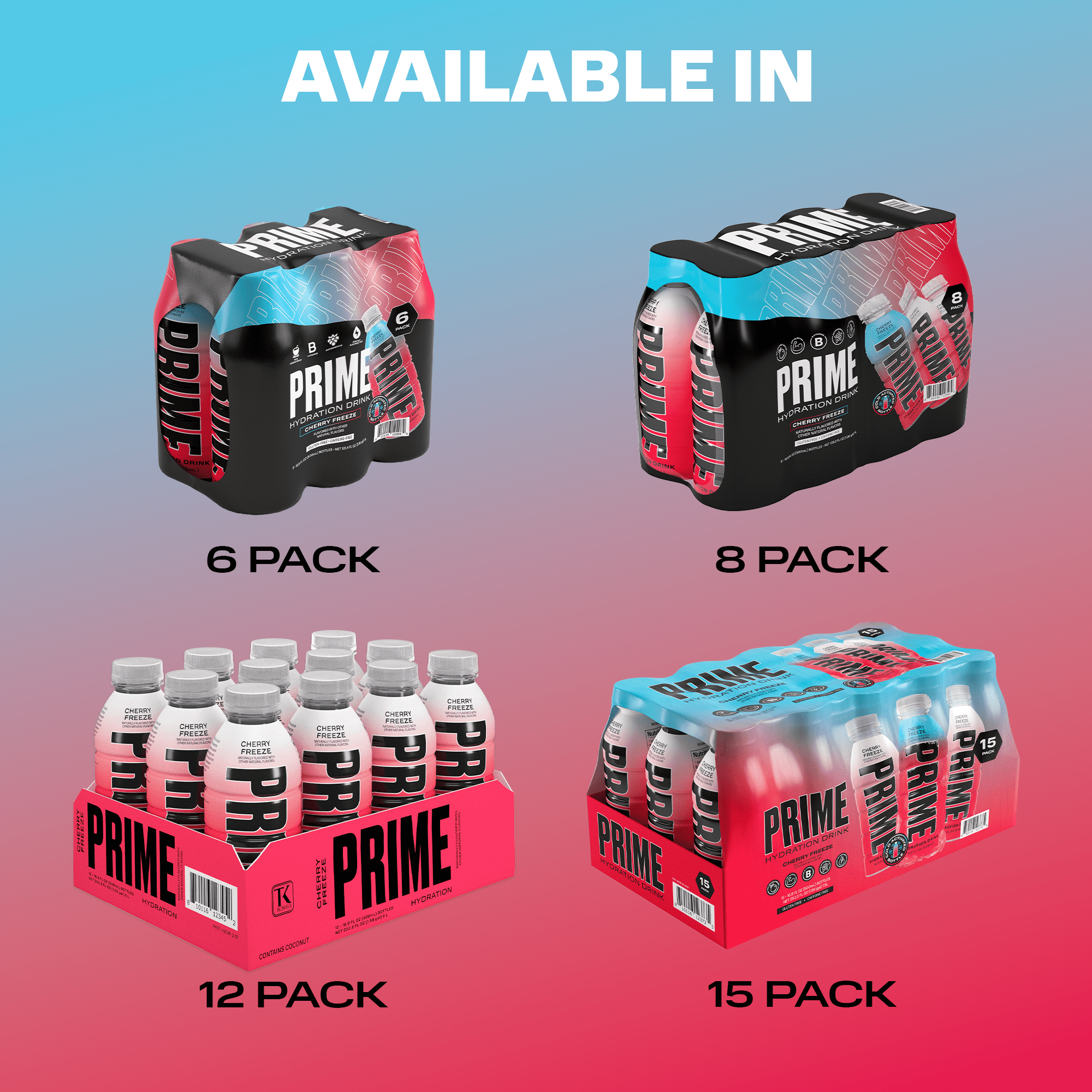 Prime Hydration Sports Drink, Cherry Freeze, 16.9 fl oz, Bottle