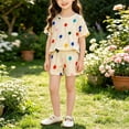 thumbnail image 6 of ITSAME Girls Summer Outfit 2-Piece Short Sleeve Crewneck Top and Shorts Kids Loose Casual Set Blue Size 7, 6 of 7