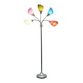 thumbnail image 2 of Simple Designs 67" Medusa 5-Light Adjustable Gooseneck Floor Lamp, Silver with Primary Colored Shades, 2 of 7