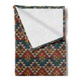 thumbnail image 2 of Geometric Soft Flannel Fleece Throw Blanket, Knitted Seem Jacquard View Pattern Geometric Image, Cozy Plush for Indoor and Outdoor Use, 60" x 80", Petrol Blue Cinnamon, by Ambesonne, 2 of 5