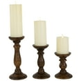 thumbnail image 3 of Northlight Natural Dark Wooden Pillar Candle Holders - 10" - Set of 3, 3 of 5