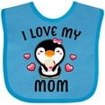 thumbnail image 3 of Inktastic I Love My Mom with Cute Penguin and Hearts Girls Baby Bib, 3 of 4