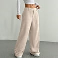 thumbnail image 4 of felwors Barrel Pants for Women High Waisted Corduroy Elastic Waist Trendy Loose Casual Fall Trousers Pants with Pockets White, L, 4 of 5