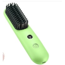 Cordless Hair Straightening Brush-199 Million Negative Ions, 20S Fast Heat Up,3 Temperature Settings,4000mAh USB-C Rechargeable,Compact & Travel-Friendly with LED Display, Green