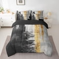 thumbnail image 2 of jejeloiu Modern Ink Geometric 7-Piece Twin Bedding Sets,Black Gold Gray Bedding Comforter Set For Adults Reversible, 2 of 8
