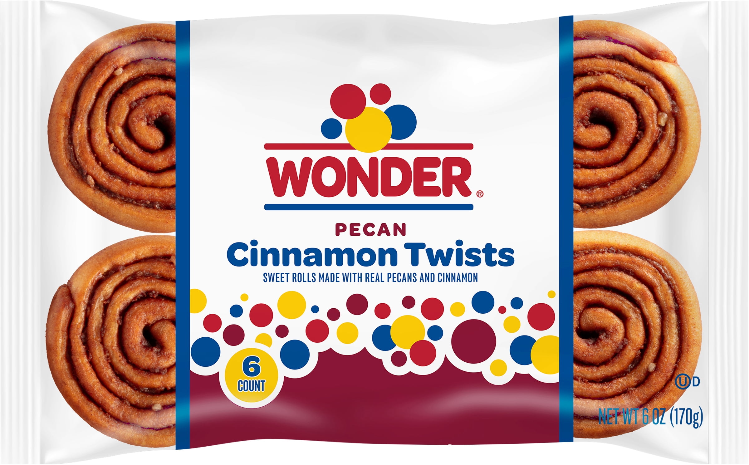 (5 pack) Wonder Cinnamon Twist, Cinnamon and Pecan Baked Pastry Rolls, 6 oz, 6 Count