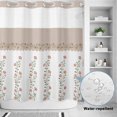 thumbnail image 2 of No Hook Shower Curtain, Beige Floral Shower Curtains for Bathroom with See Through Top Window, Spring Summer Botanical Flowers Waterproof & Washable Bath Curtain Standard 72"x72", 2 of 9