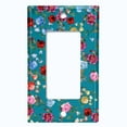 thumbnail image 5 of Metal Light Switch Plate Outlet Cover Colorful Floral Garden Wallpaper Teal ROS036, 5 of 13