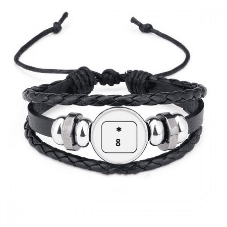 keyboard symbol 8 bracelet braided leather woven wristband