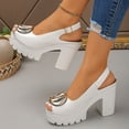 thumbnail image 4 of Dakaela Women's Open Toe Slingback Pumps Leather Chunky High Heel Sandals Platform Dating Party Wedding Dress Sandals Shoes White 9.5, 4 of 8