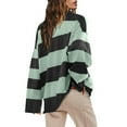 thumbnail image 4 of RQYYD Womens Stripes Shirts Half Zip up Sweatshirt Casual Oversized Color Block V Neck Long Sleeve Tunic Tops Y2K Fall Outfits for Women Blouses, 4 of 5