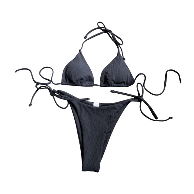 Bikini para mujer Traje de baño de traje de baño para actividades acuáticas de clubes Spas de vacaciones Negro l