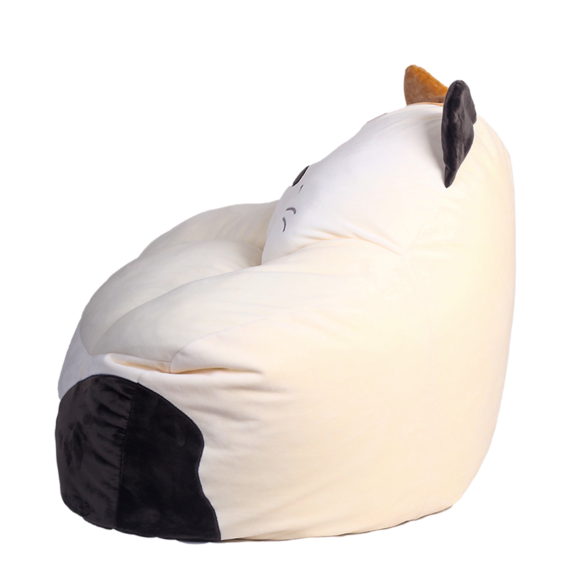 Squishmallows Official Cam Bean Bag Chair - 30 in Wide Kids Squishy Soft Chair, Cream/Brown/Black