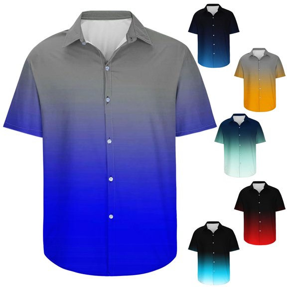 CHGBMOK Dress Shirts for Men Casual Buttons Print Turndown Short Sleeve Shirt Blouse M-3XL