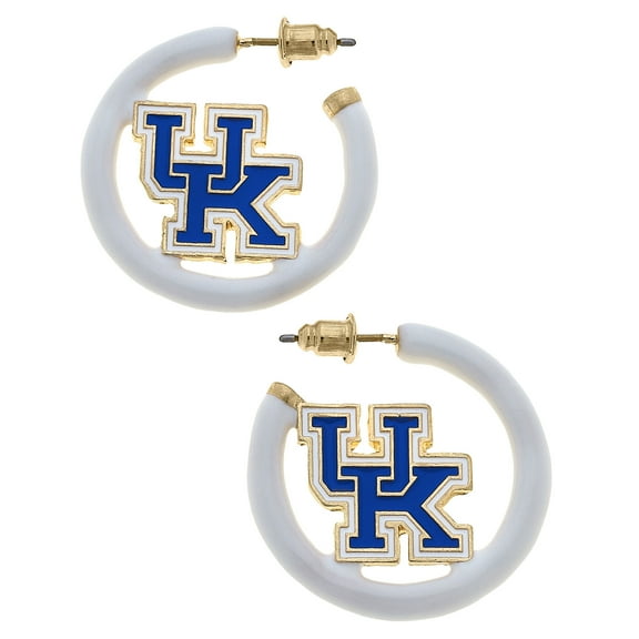 Women' CANVAS Style Kentucky Wildcats Enamel Logo Open Hoop Earring