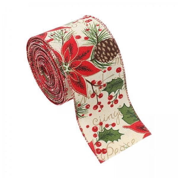Cintas decorativas navideñas,Cinta navideña decorativa Cinta para envolver,Cinta navideña Cinta decorativa de satén para fiestas,Cinta para envolver portátil Árbol de Navidad