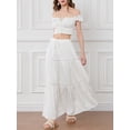 thumbnail image 4 of Michellecmm  Women’s Two Piece Outfits Off Shoulder Frill Crop Tops and Long Skirt, 4 of 9