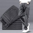thumbnail image 4 of Pantalones vaqueros retro de color azul claro para hombre, pantalones holgados y elegantes de verano, pantalones vaqueros clásicos sueltos, rectos y lavados al por mayor para hombre, 4 of 5