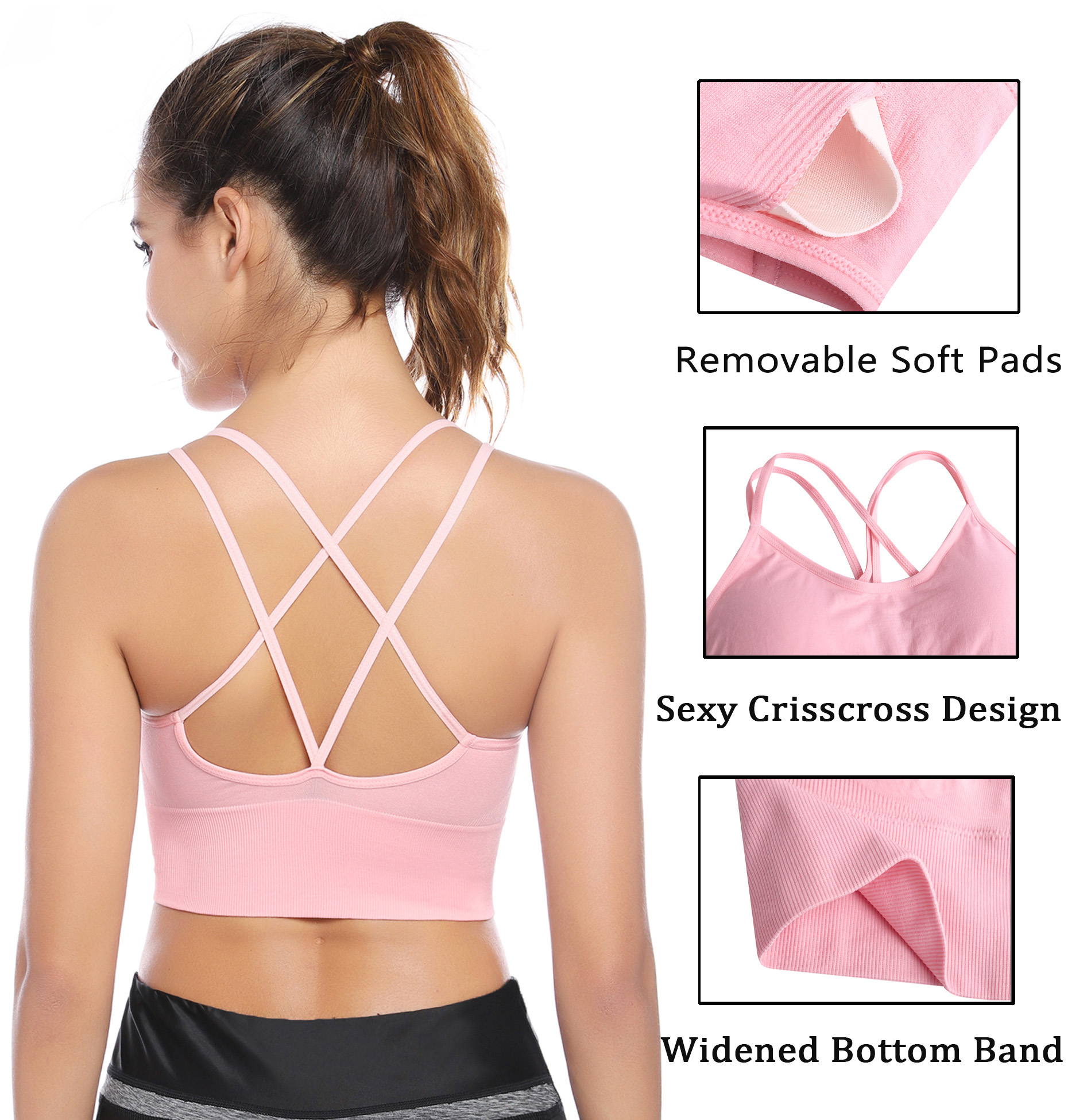 ZIHUA 3 Pack Sports Bras for Women, Sports Bra Pack Comfort Straps with  Removable Chest Padsm Suitable for Sports, Daily Wear, White S at   Women's Clothing store